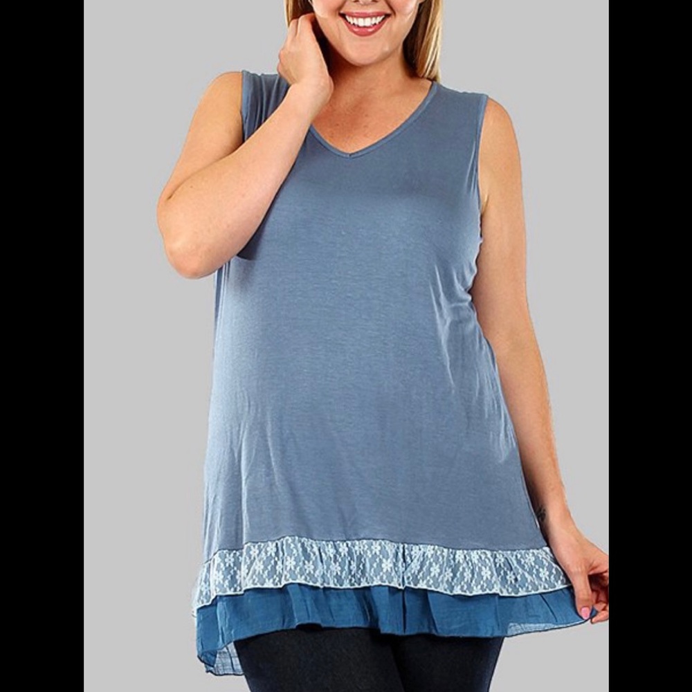 BLUE RUFFLE TUNIC